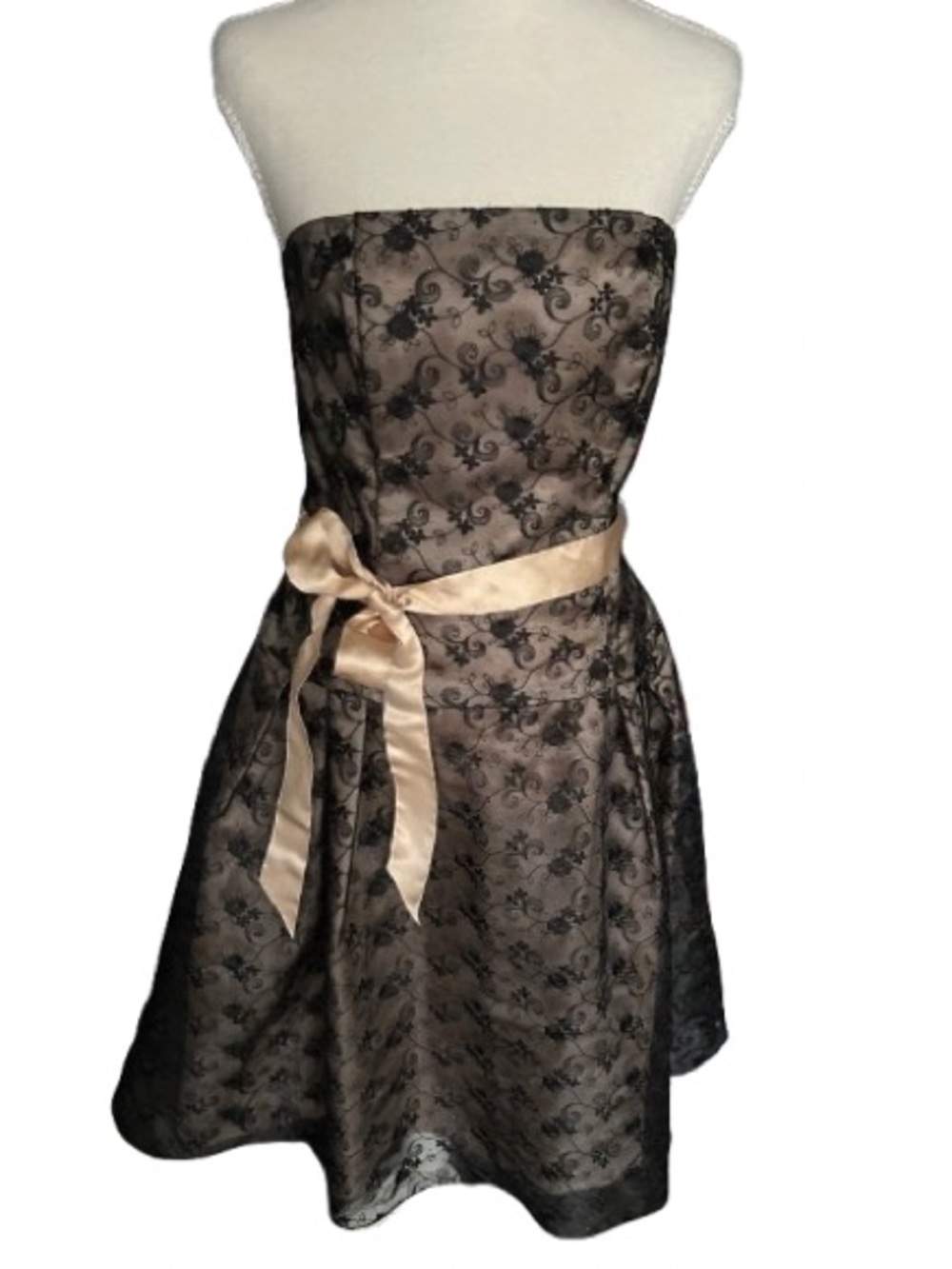 Illusion Lace JESSICA MCCLINTOCK Vintage Dress Sparkly Strapless Medium Small